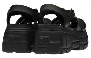 Miu Miu Metallic Buckle Platform Sandals Black