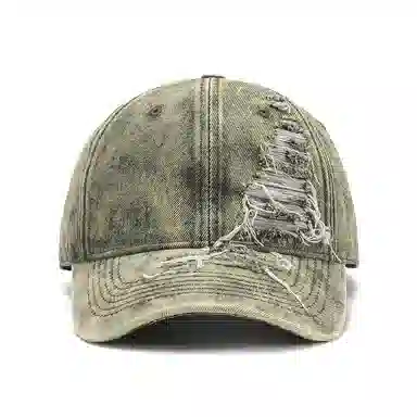 山一丸 光板水洗软顶破洞磨破户外透气个性 棉 鸭舌帽 男女同款情侣款