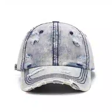 山一丸 水洗破洞户外透气春秋大头围 棉 鸭舌帽 男女同款情侣款