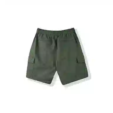 我是大卫 日系街头设计感五分裤宽松直筒百搭工装短裤 男女同款 军绿色