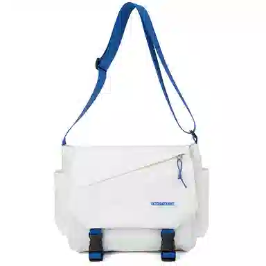 维多利亚旅行者 纯色翻盖开合休闲时尚防泼水 涤纶 邮差包单肩斜挎包 常规 男女同款情侣款 蓝拼白