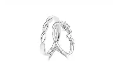 牧言 冷淡风气质简约小众设计高级感 光面立体交织素圈蝴蝶结星球对戒可调节指环 合金 莫比乌斯戒指 男女同款情侣款