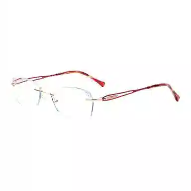 夕阳红 防蓝光高清老花镜超轻 β钛 椭圆形 功能性眼镜  女款 金间酒红