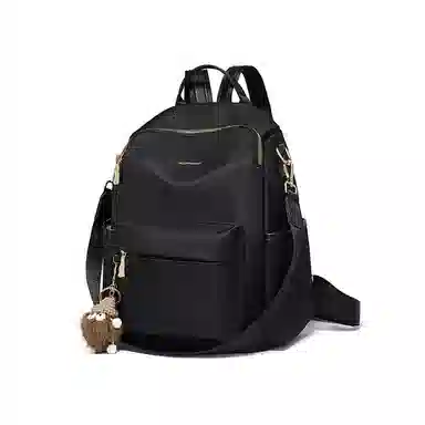 红蜻蜓 学生书包轻便时尚百搭小公仔多功能上学通勤 织物 双肩包背包 常规 女款 黑色