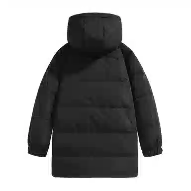 鸭鸭 高端通勤系列 简约字母印花大口袋设计感青少年基础款纯色学生党好物百搭防寒保暖显瘦拉链连帽羽绒服 男女同款