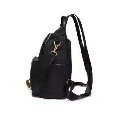 红蜻蜓 学生书包轻便时尚百搭小公仔多功能上学通勤 织物 双肩包背包 常规 女款 黑色