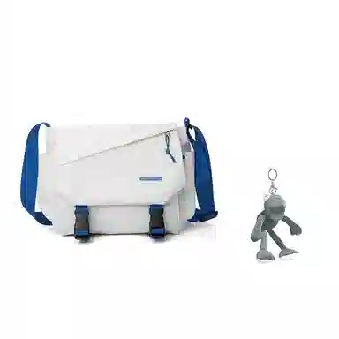 维多利亚旅行者 纯色翻盖开合休闲时尚防泼水 涤纶 邮差包单肩斜挎包 常规 男女同款情侣款 蓝拼白