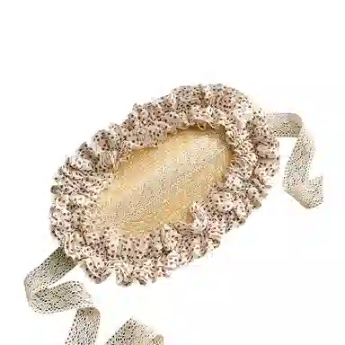 撞青春 法式复古蕾丝碎花编织海边沙滩度假田园风发带 草编 帽子 女款