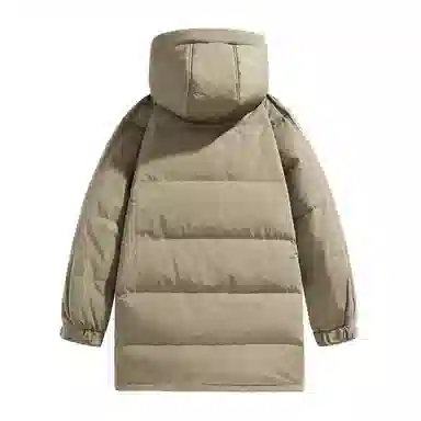 鸭鸭 高端通勤系列 简约字母印花大口袋设计感青少年基础款纯色学生党好物百搭防寒保暖显瘦拉链连帽羽绒服 男女同款