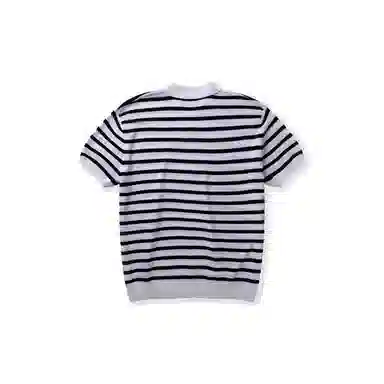 SHANTREE Casual Knit Tee White Stripe