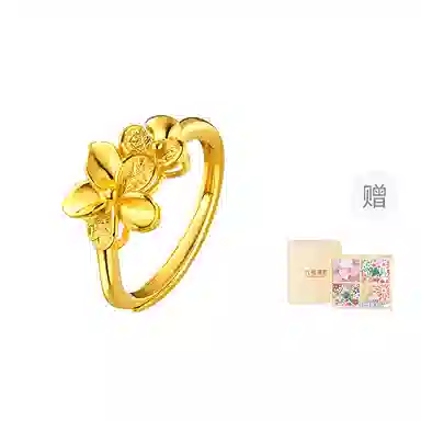 六福珠宝 囍爱系列四季花开黄金戒活口 足金 按克计价 戒指 女款 赠七彩首饰盒