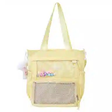 行途 简约时尚校园初中生大容量背包可爱托特包 涤棉 单肩斜挎包 女款 黑色/白色/卡其色/蓝色/黄色/紫色