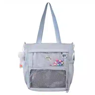 行途 简约时尚校园初中生大容量背包可爱托特包 涤棉 单肩斜挎包 女款 黑色/白色/卡其色/蓝色/黄色/紫色