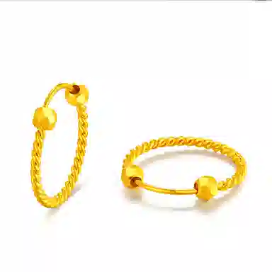 老凤祥 缠绕纹双蹦迪珠 足金 按克计价 黄金耳环 女款