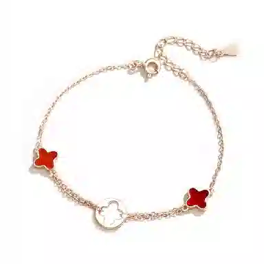 幸囍礼 四叶草经典可调节 在逃公主招财转运幸运草 甜蜜 玛瑙 手链 男女同款情侣款