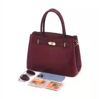 红蜻蜓 铂金包  头层牛皮 铂雅锁韵 精致都市系列 手提包 手拎包 中号 女款 卡其/米白/棕/酒红