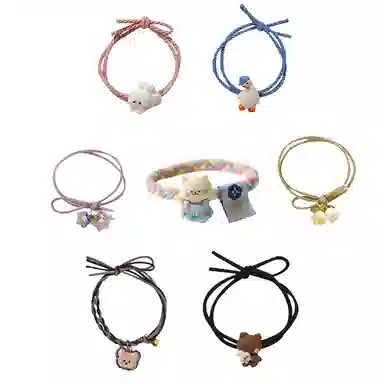 妖娆猫 可爱卡通草莓熊发饰后脑勺头绳高级感一周星期发绳套装礼盒创意时尚礼品 发圈 女款