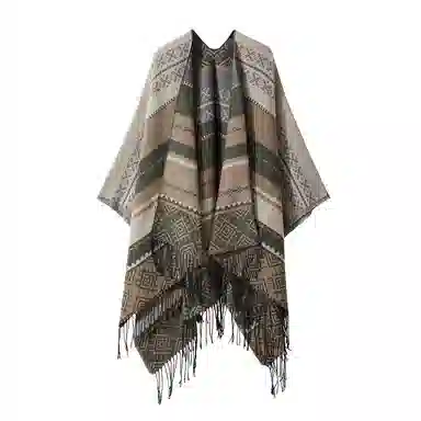 梦特娇 波西米亚民族风流苏斗篷 高原地区青海西藏旅游加厚保暖 披肩 女款