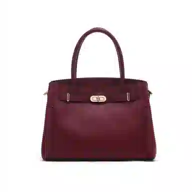 红蜻蜓 铂金包  头层牛皮 铂雅锁韵 精致都市系列 手提包 手拎包 中号 女款 卡其/米白/棕/酒红