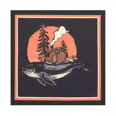 滚烫时光 日系鲸鱼印花复古发饰 头巾 男女同款情侣款