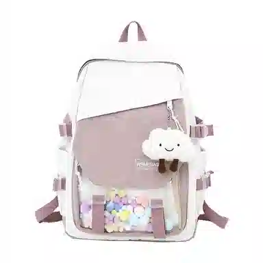 尊梵 日系休闲简约日常上课通勤时尚百搭 尼龙 双肩包 女款 黑色/粉色/紫色/绿色/蓝色