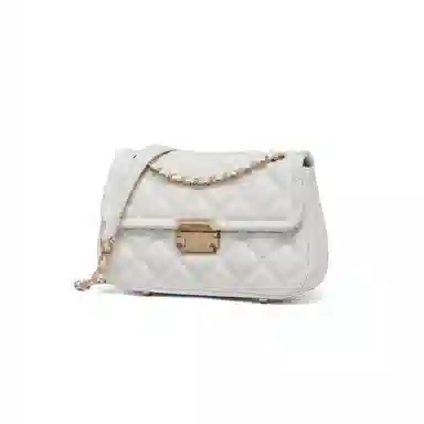 红蜻蜓 学院风女学生包包气质百搭经典小香风菱格五金链条自动扣 牛皮 斜挎包单肩包 常规 女款 银色/米白色/黑色