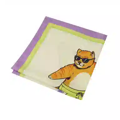 滚烫时光 纯棉冲浪猫咪印花发饰 头巾 男女同款情侣款