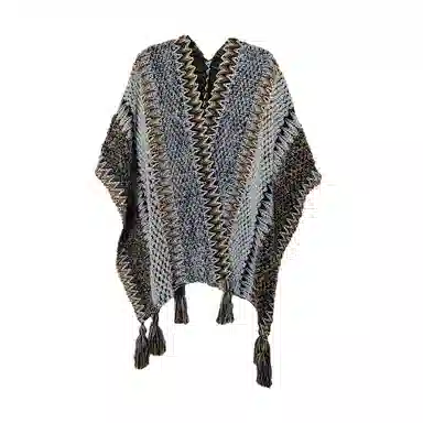 梦特娇 旅游外搭复古民族风流苏针织保暖 披肩 女款
