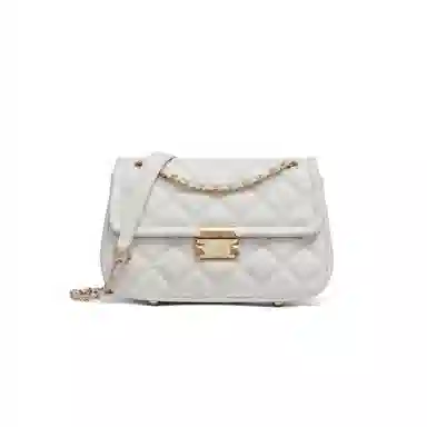 红蜻蜓 学院风女学生包包气质百搭经典小香风菱格五金链条自动扣 牛皮 斜挎包单肩包 常规 女款 银色/米白色/黑色