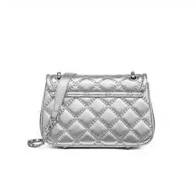 红蜻蜓 学院风女学生包包气质百搭经典小香风菱格五金链条自动扣 牛皮 斜挎包单肩包 常规 女款 银色/米白色/黑色