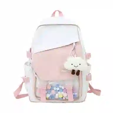 尊梵 日系休闲简约日常上课通勤时尚百搭 尼龙 双肩包 女款 黑色/粉色/紫色/绿色/蓝色