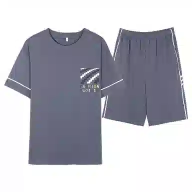 歌倩雅 舒适休闲亲肤短袖五分裤睡衣套装 男款 深蓝色