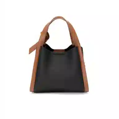 稻草人 可爱少女小众设计时尚潮流 聚氯乙烯革 菜篮子包斜挎包手提包单肩包 小号 女款 子夜黑/麦芽杏/月光白