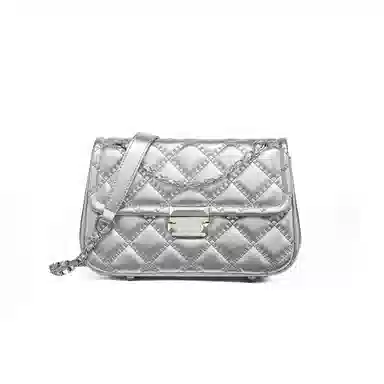 红蜻蜓 学院风女学生包包气质百搭经典小香风菱格五金链条自动扣 牛皮 斜挎包单肩包 常规 女款 银色/米白色/黑色