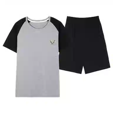 歌倩雅 圆领舒适亲肤柔软短袖家居服睡衣套装 男款 灰色