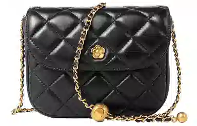 妙迪 小香风菱格绣线 真皮羊皮 链条包腋下单肩斜挎 小号 女款 黑色/白色