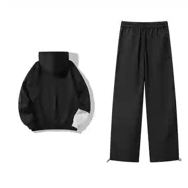 星际者 连帽字母印花简约上衣阔腿直筒美式高街运动休闲工装裤卫衣套装 男女同款