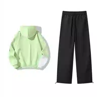 星际者 连帽字母印花简约上衣阔腿直筒美式高街运动休闲工装裤卫衣套装 男女同款