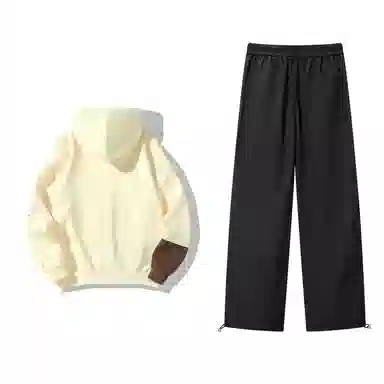 星际者 连帽字母印花简约上衣阔腿直筒美式高街运动休闲工装裤卫衣套装 男女同款