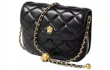 妙迪 小香风菱格绣线 真皮羊皮 链条包腋下单肩斜挎 小号 女款 黑色/白色