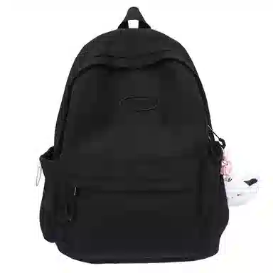 行途 韩版原宿初高中学生简约纯色大容量 尼龙 双肩包 女款 粉色/绿色/紫色/黑色/灰色