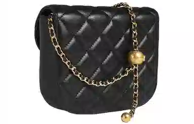 妙迪 小香风菱格绣线 真皮羊皮 链条包腋下单肩斜挎 小号 女款 黑色/白色