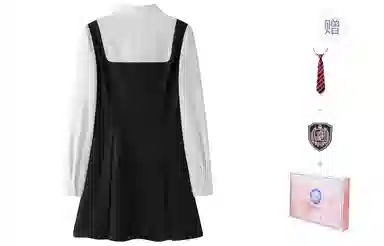 东鲸岁时记 学院风温柔学姐风职场微辣裙撞色修身收腰休闲衬衫连衣裙制服 春秋季 女款 礼盒装 黑白