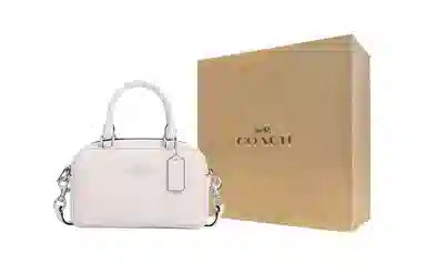 COACH Satchel 19 Logo Silver White