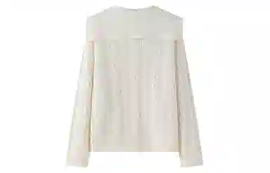 东鲸岁时记 学院风复古绞花毛衣高级感宽松海军领开衫纯色松弛感简约休闲单排扣针织衫 男女同款 白色