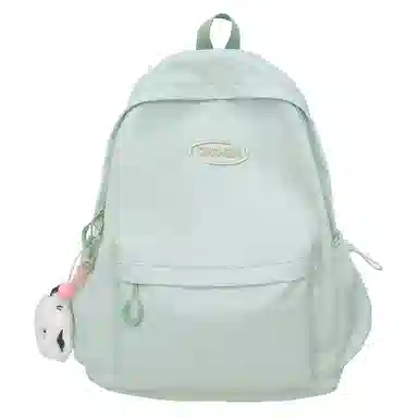 行途 韩版原宿初高中学生简约纯色大容量 尼龙 双肩包 女款 粉色/绿色/紫色/黑色/灰色