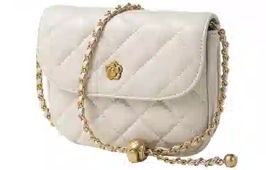 妙迪 小香风菱格绣线 真皮羊皮 链条包腋下单肩斜挎 小号 女款 黑色/白色