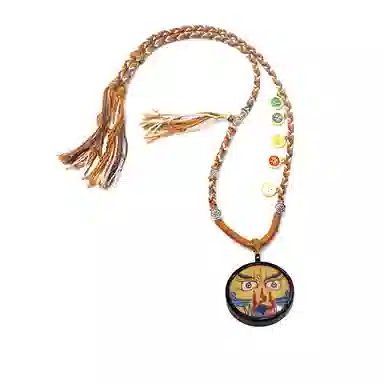 玉临门 国风民族风财源滚滚好运连连黄财神手绘唐卡热贡手绘 合金 吊坠 男女同款情侣款 送 男 女朋友 七 夕礼 物 礼盒包装