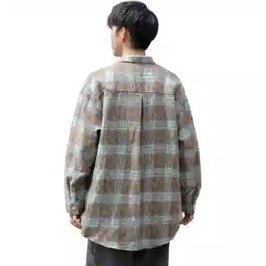 RAP PANDA Washed Gradient Plaid Shirt