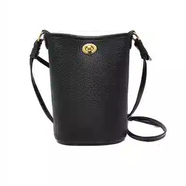 稻草人 简约气质百搭小众质感休闲 聚氯乙烯  手机包单肩斜挎包 女款 子夜黑